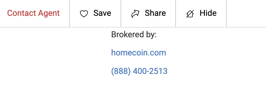 How a homecoin listing looks like on Realtor.com.